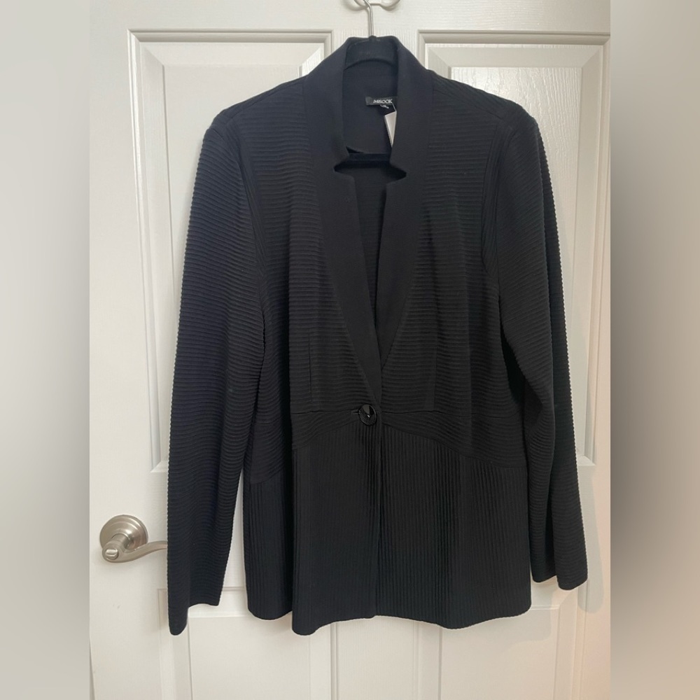 Misook Plus Size Black One Button Blazer Sweater